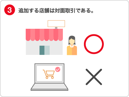 3.追加する店舗は対面取引である。