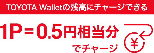 TOYOTA Wallerの残高にチャージできる 1P=0.5円相当分でチャージ