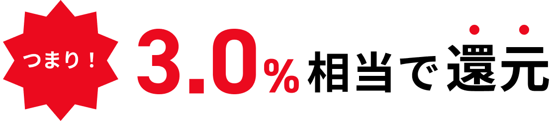 つまり!3.0%相当で還元