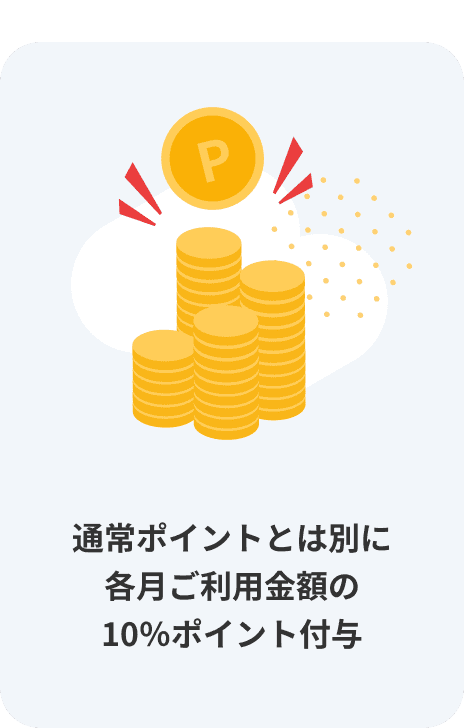 通常ポイントとは別に各月ご利用金額の10%ポイント付与
