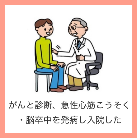 がんと診断、急性心筋こうそく・脳卒中を発病し入院した