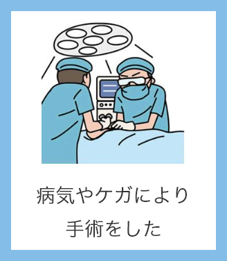 病気やケガにより手術をした